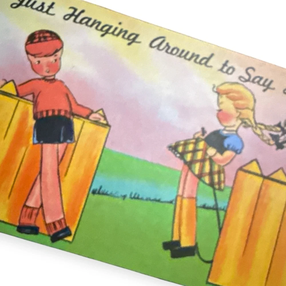 Vintage Art Print 1940’s Postcard “Just Hanging Around to‎ Say Hello” Unused